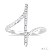 1/10 ctw Wide Bypass Bar Intersection Round Cut Diamond Lightweight Fashion Ring in 10K White Gold